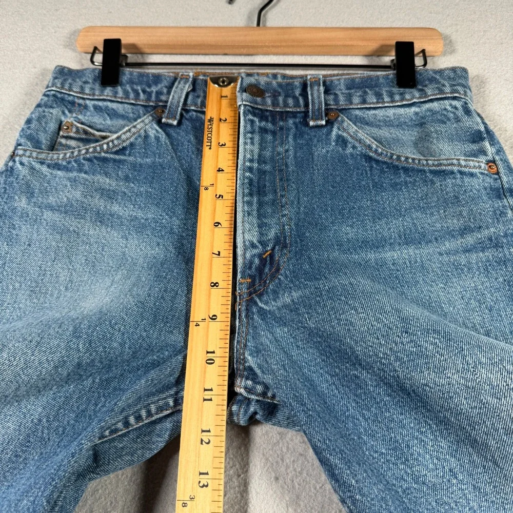 Levis 505 Vintage Orange Tab Straight Leg Jeans Medium Wash Blue Mens 30x32